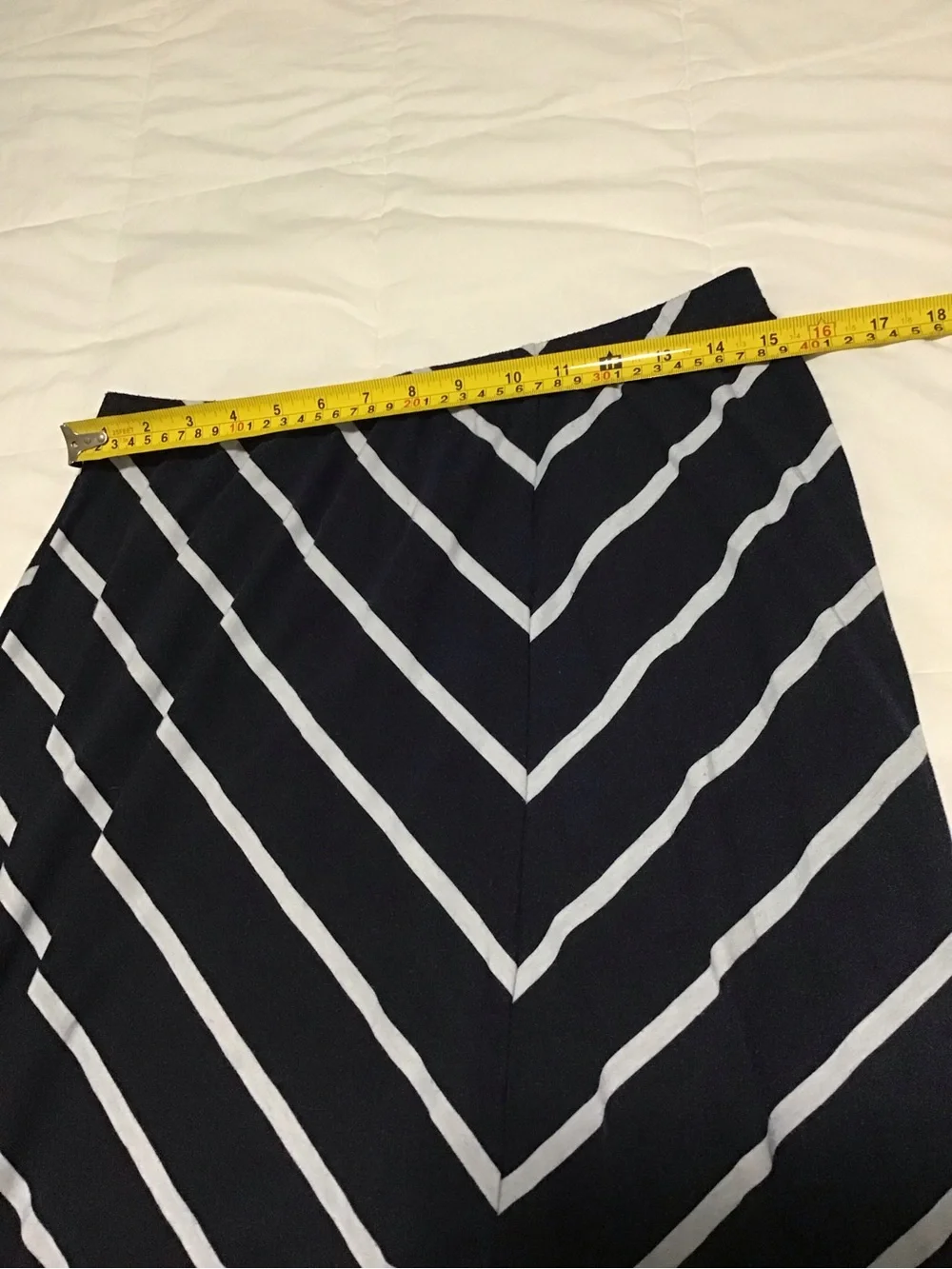 Navy and White Diagonal Stripe Maxi Skirt Size M